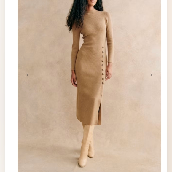 SEZANE Harper Dress In Light Camel - Picture 2 of 7